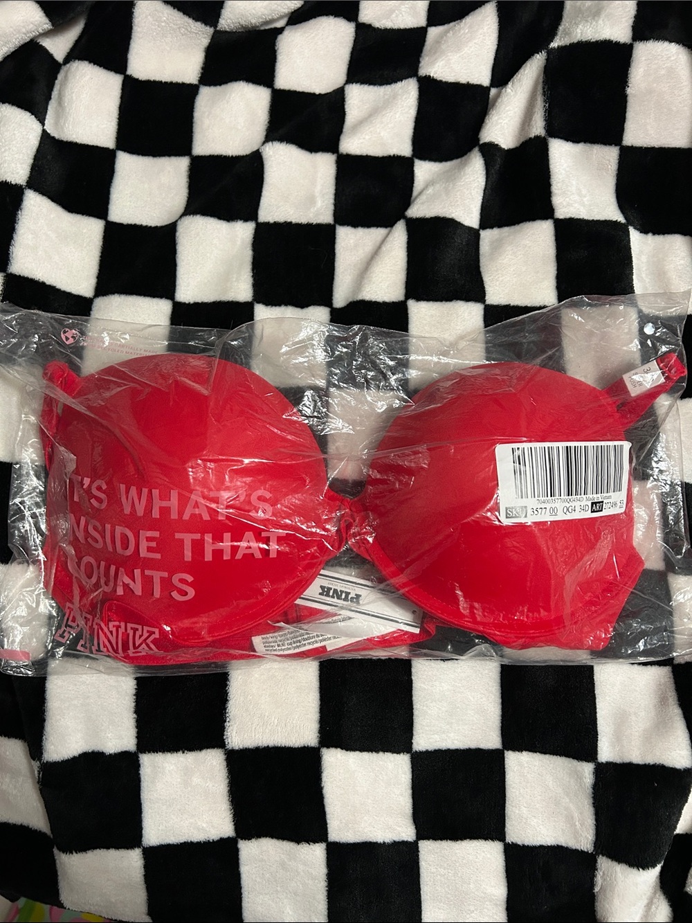 PINK Victoria's Secret “Red Pepper” Super Push-Up Bra 34D NWT